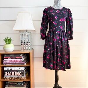 Vintage 80s Floral Print Dress by Lanz